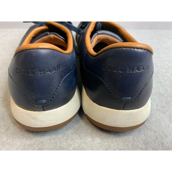 Cole Haan Mens Size 10.5 M Grand Pro Sneaker Shoes Navy Blue Leather Flat Lace T - Picture 5 of 10